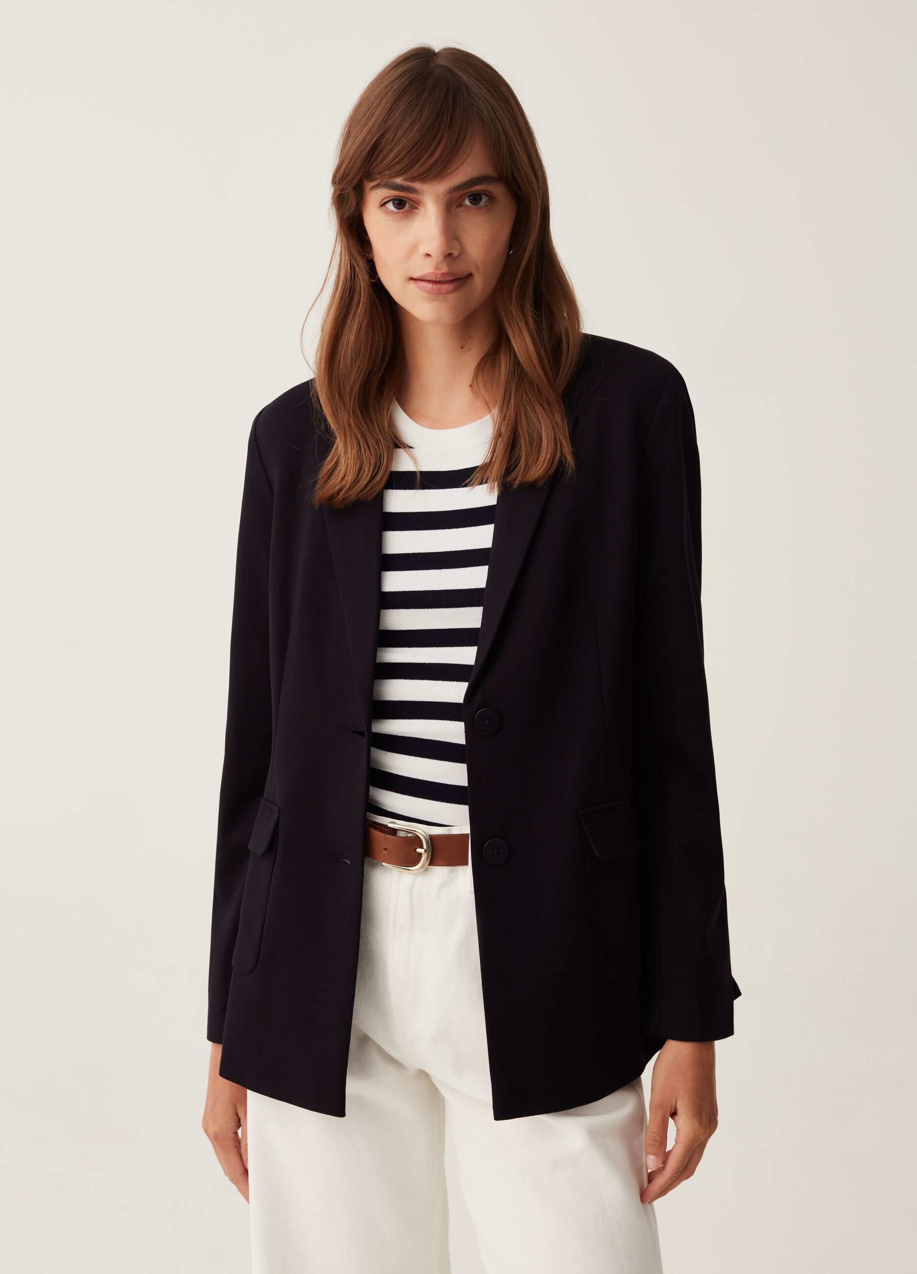 Blazer monopetto con tasche_1
