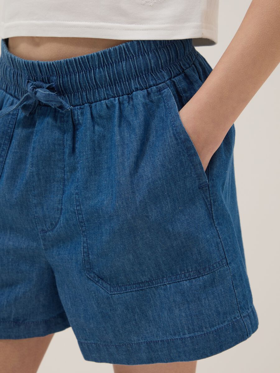 Shorts in puro cotone denim blu da ragazza regular fit_2