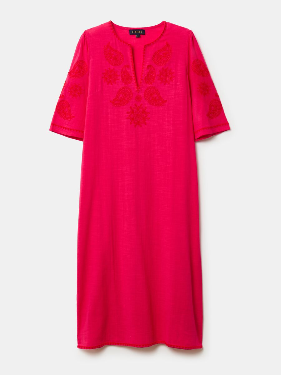 Long beach cover-up kaftan with paisley embroidery_3