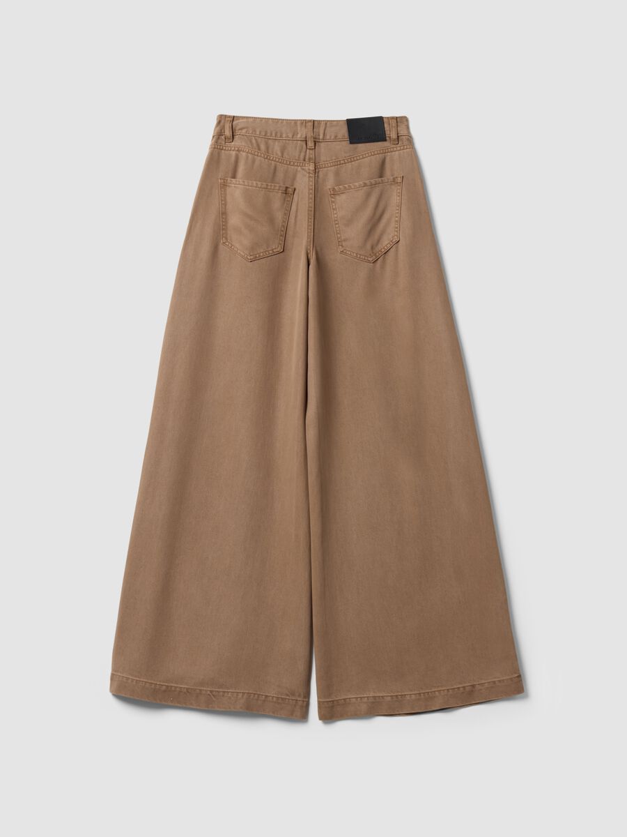 Brown wide-leg jeans in pure lyocell_1