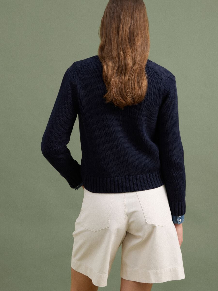 Cardigan blu in puro cotone con bottoni regular fit_3