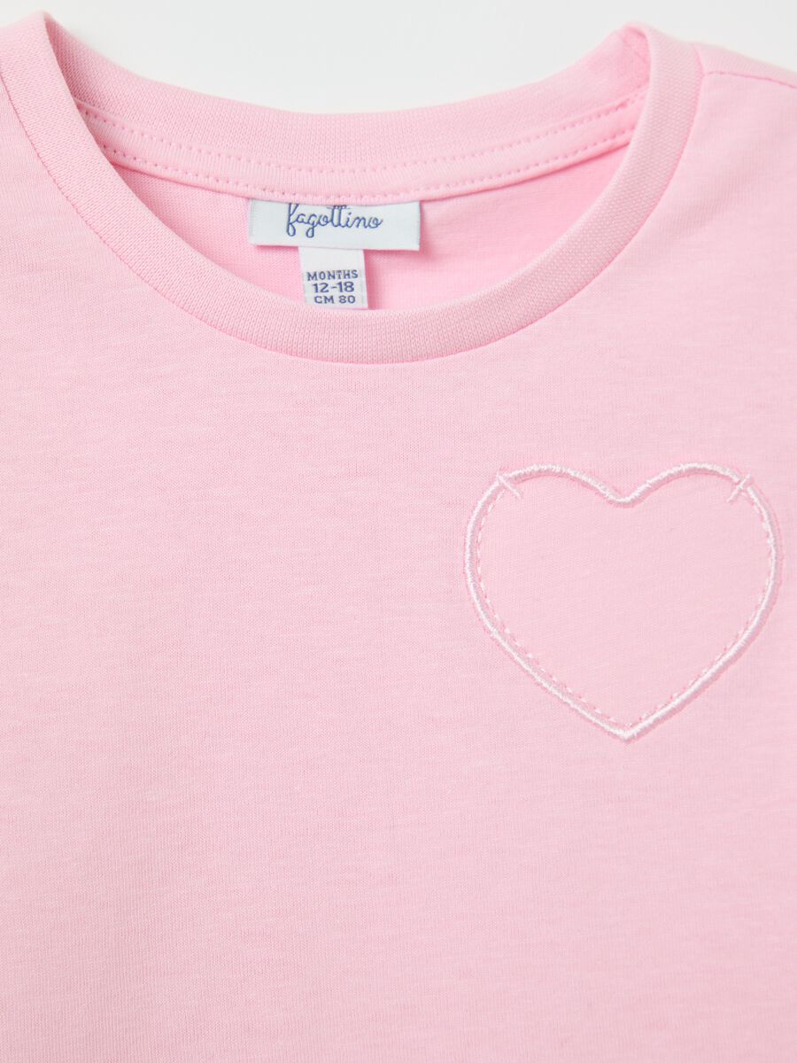 Two-pack white and pink T-shirts in cotton with print and embroidery_2