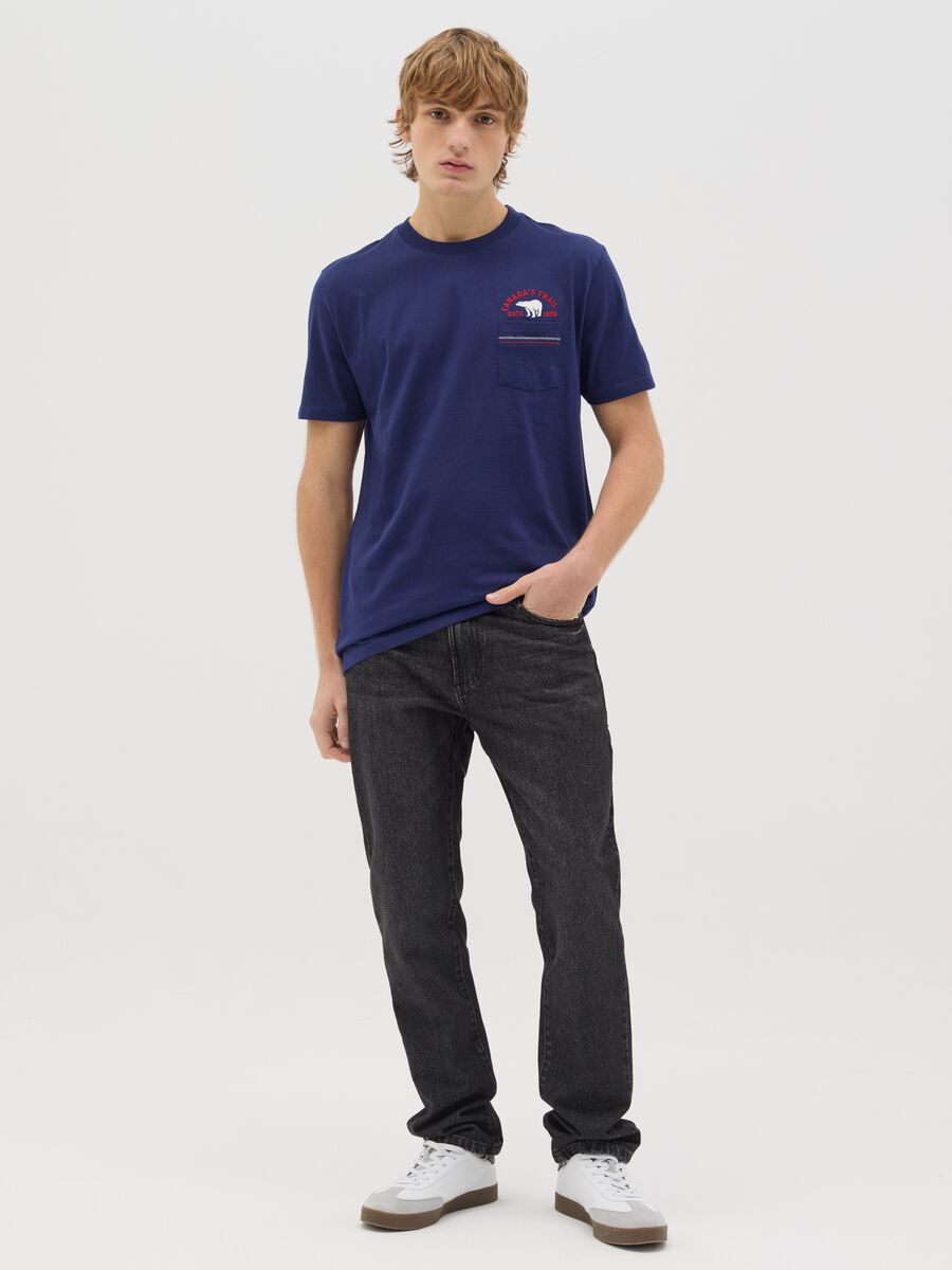 Canada's Trail blue T-shirt with pocket and embroidery_1