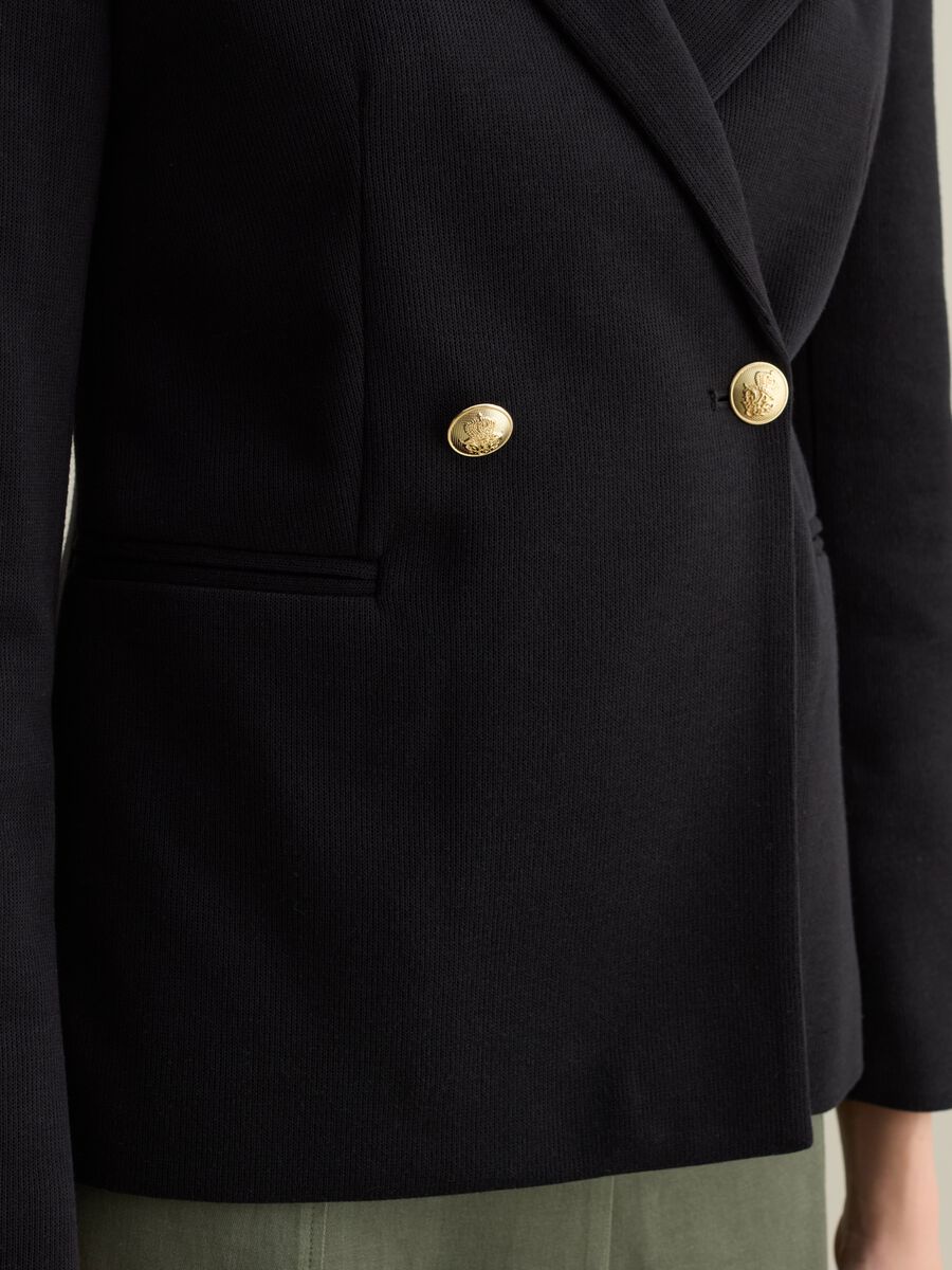 Double-breasted blazer in jersey with gold-coloured buttons_3