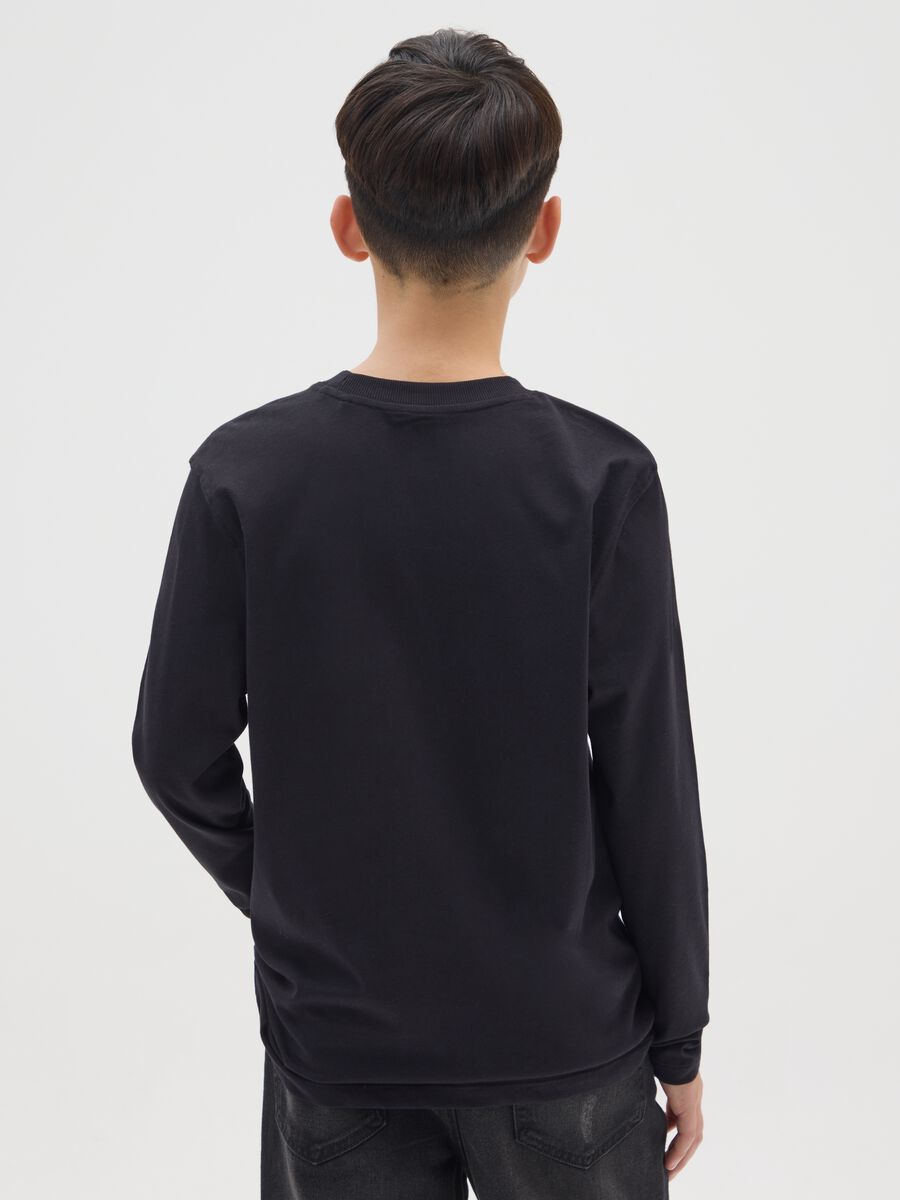 Boys' Black Pure Cotton Regular Fit T-shirt_1
