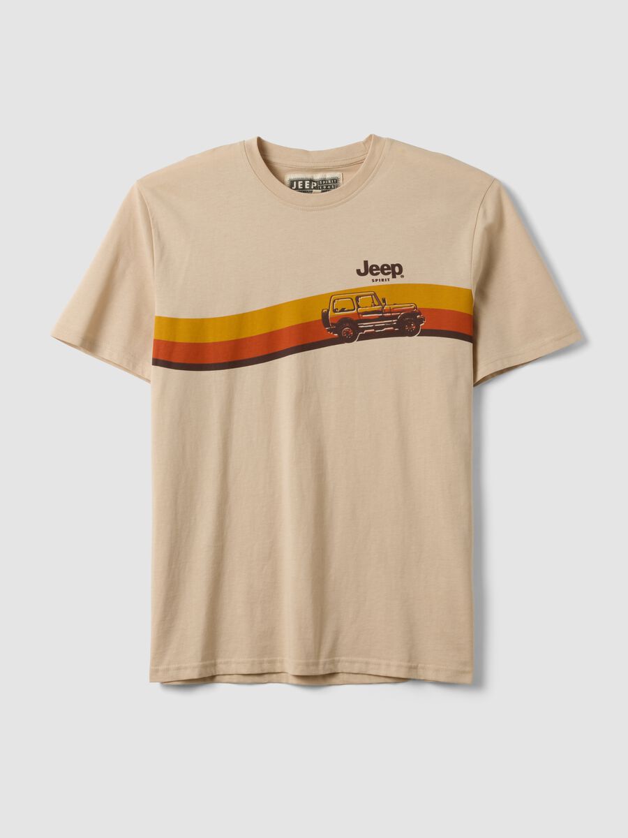 Beige pure cotton regular fit T-shirt with print_4