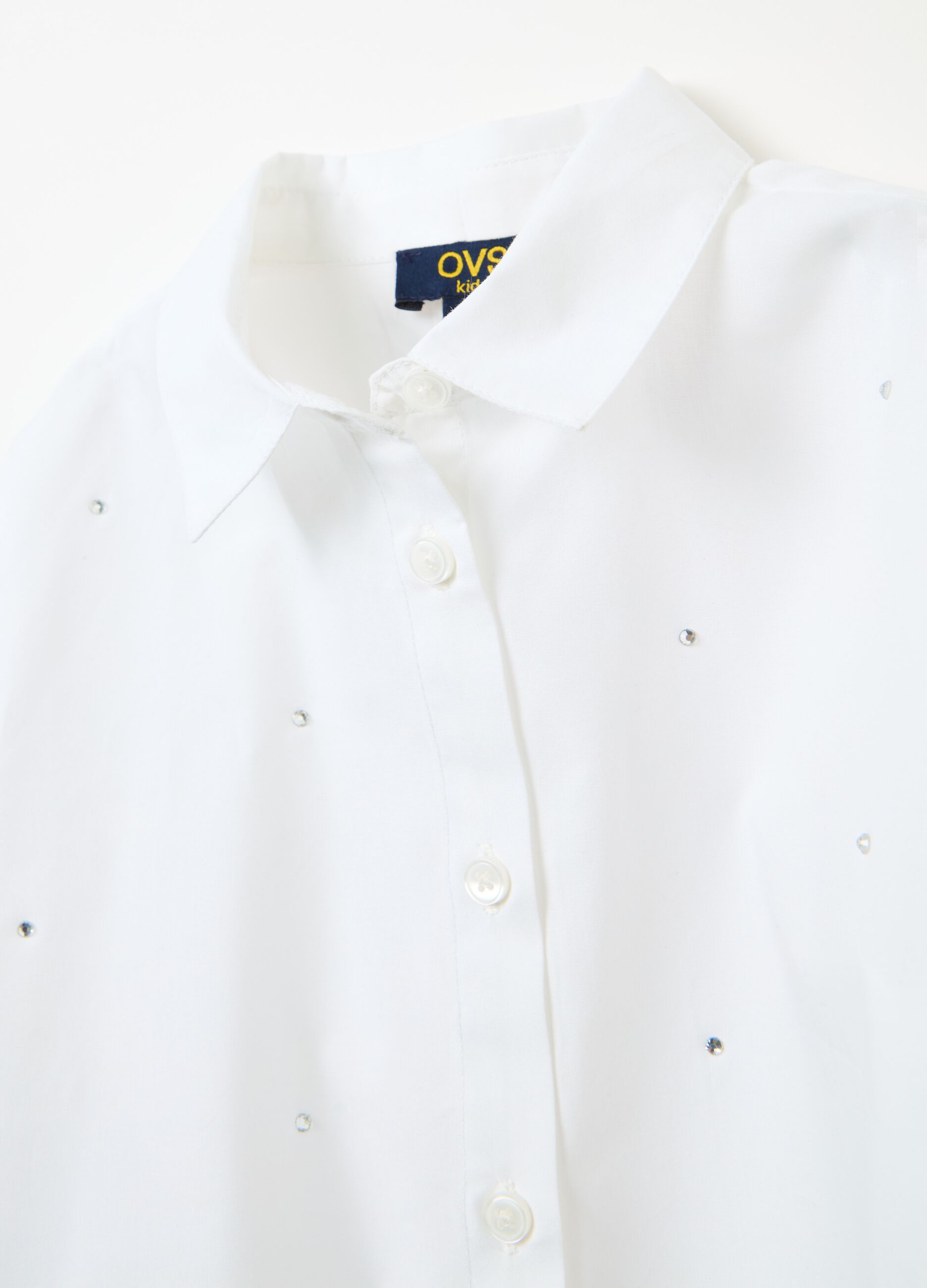 Camicia in cotone con strass Bianco ottico OVS KIDS da Bambina OVS