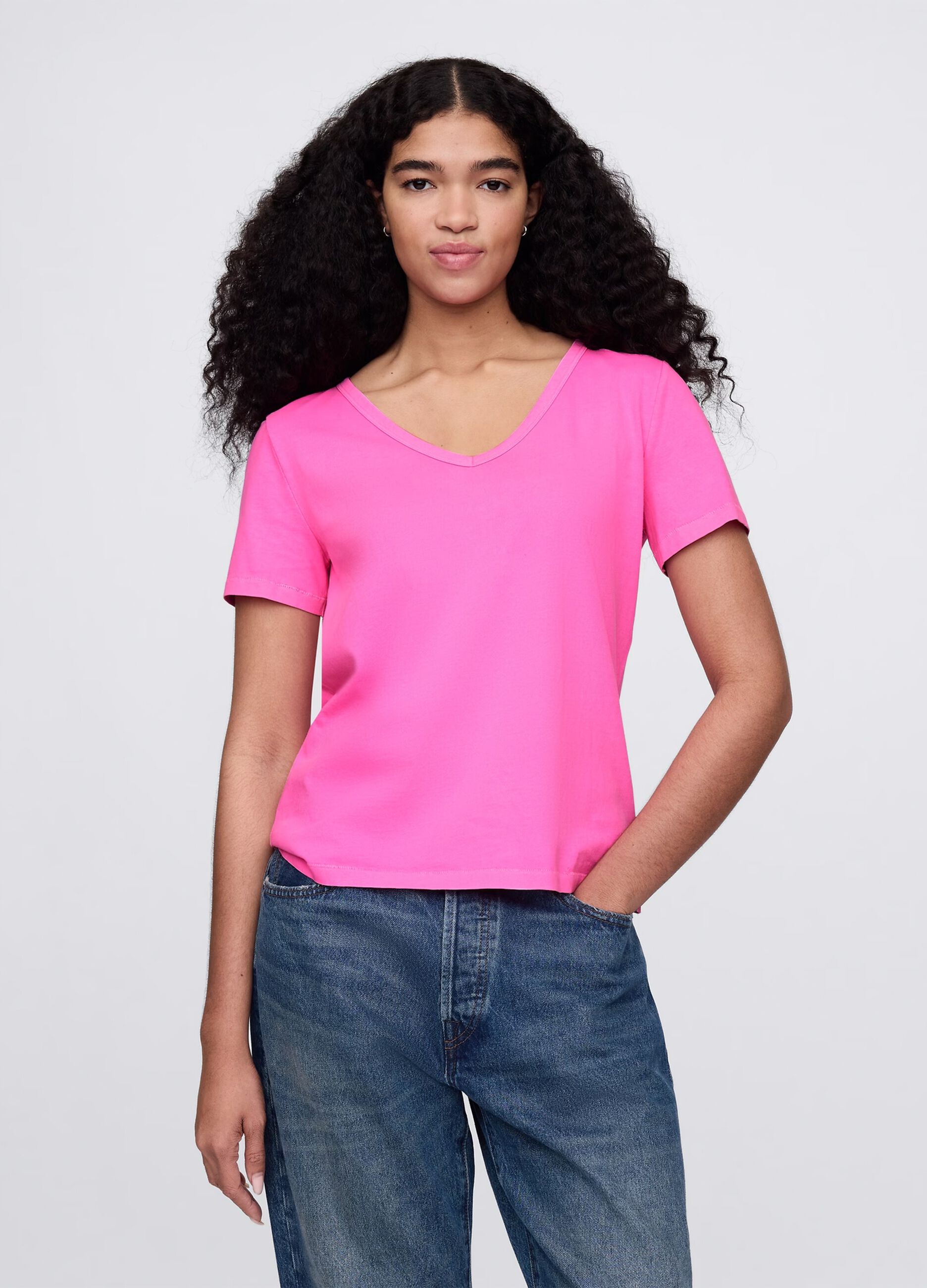 Pink T-shirt with short sleeves