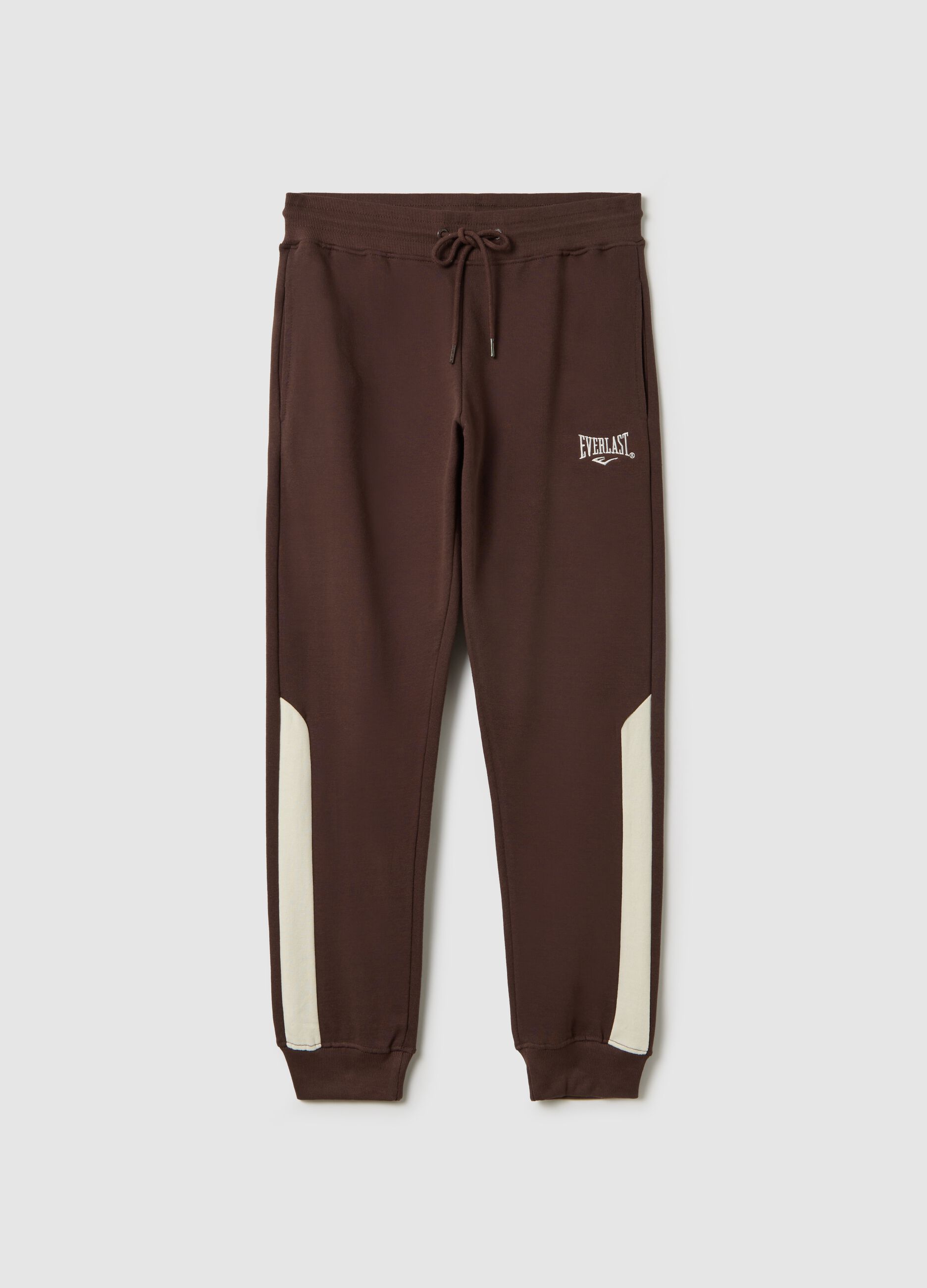 Joggers with contrasting inserts and logo embroidery