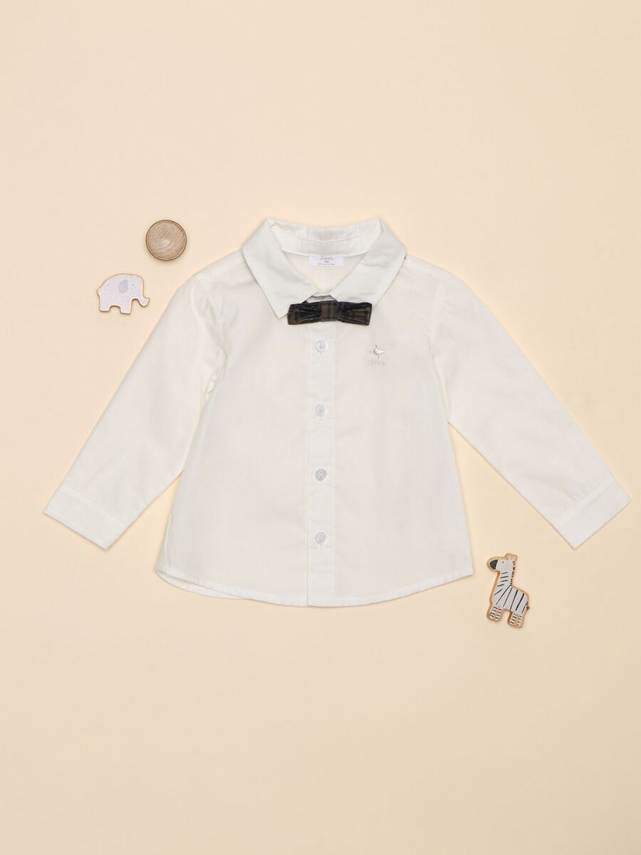 Cotton shirt with bow tie_0