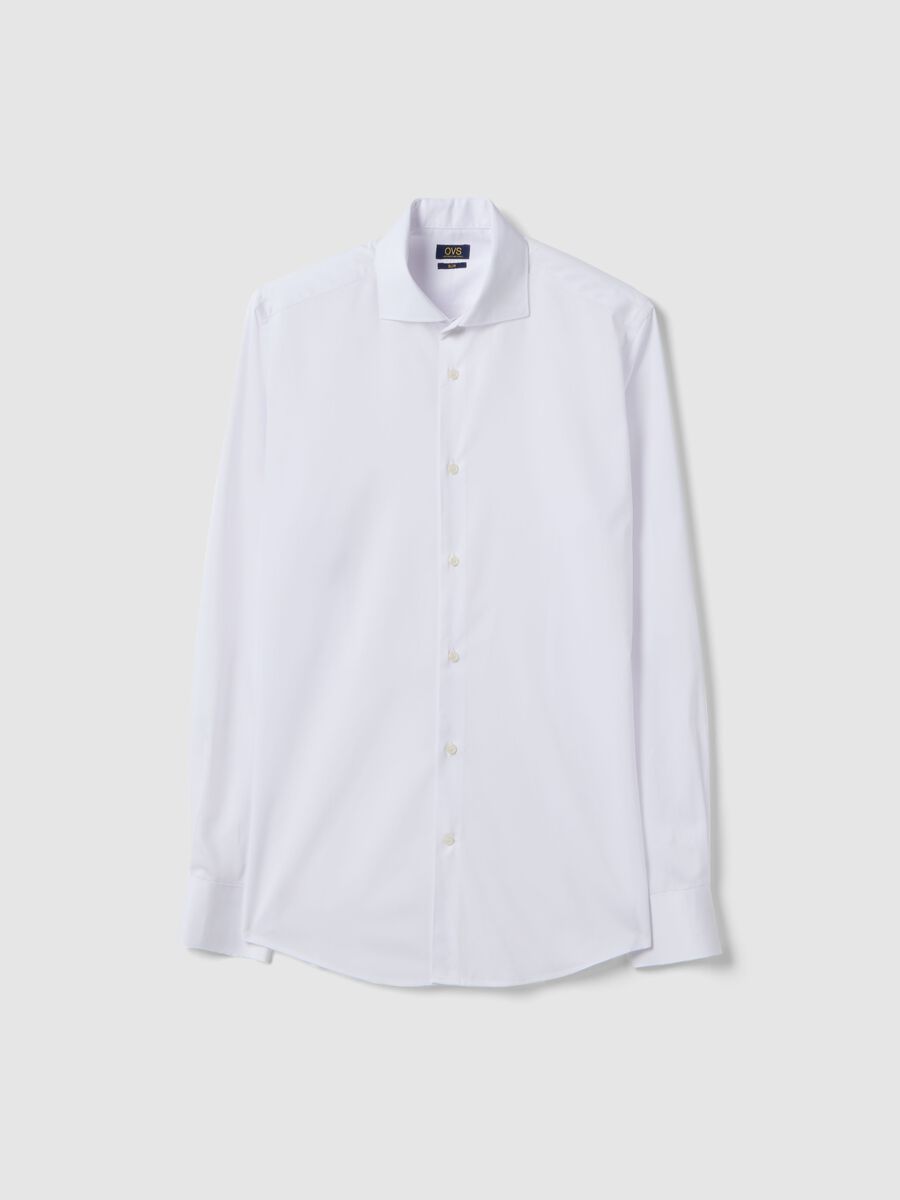 Slim fit white shirt with French collar_0