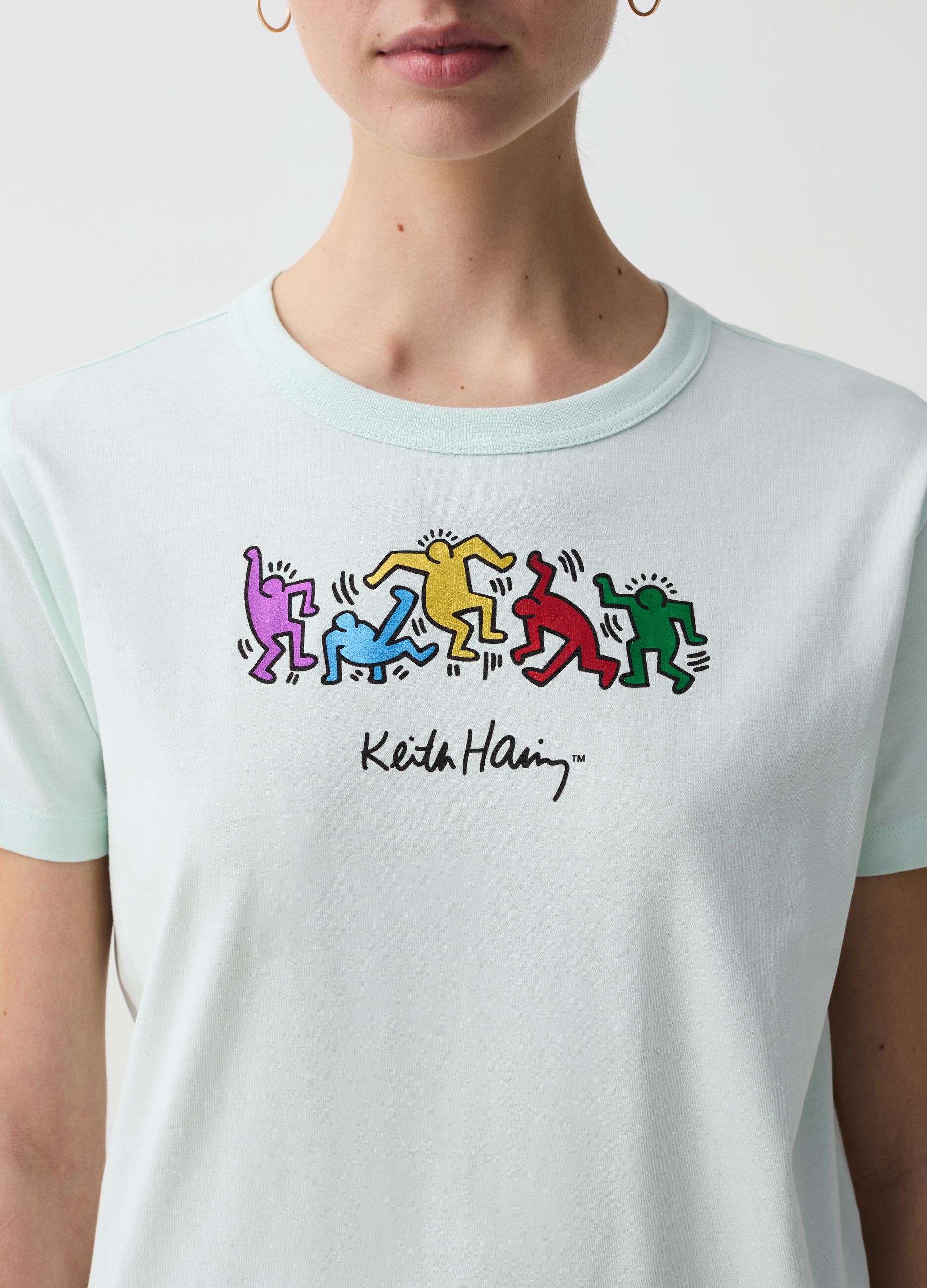 T-shirt stampa in foil omini Keith Haring