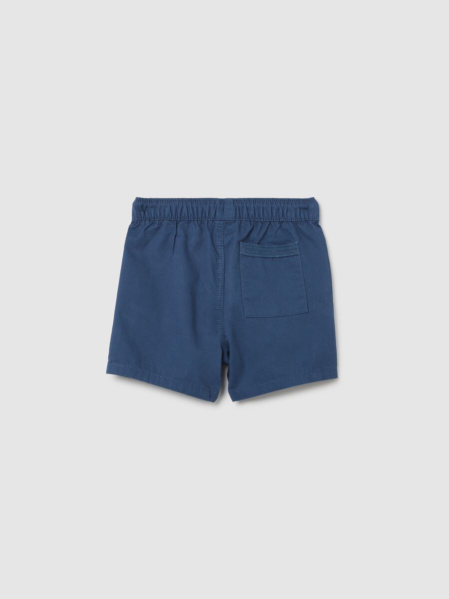 Boys' blue regular fit pure cotton shorts with elasticated waist_1