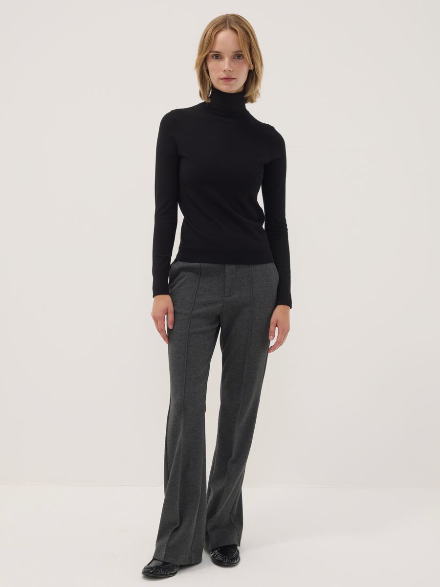 Pantaloni grigi in viscosa elasticizzata straight fit_0