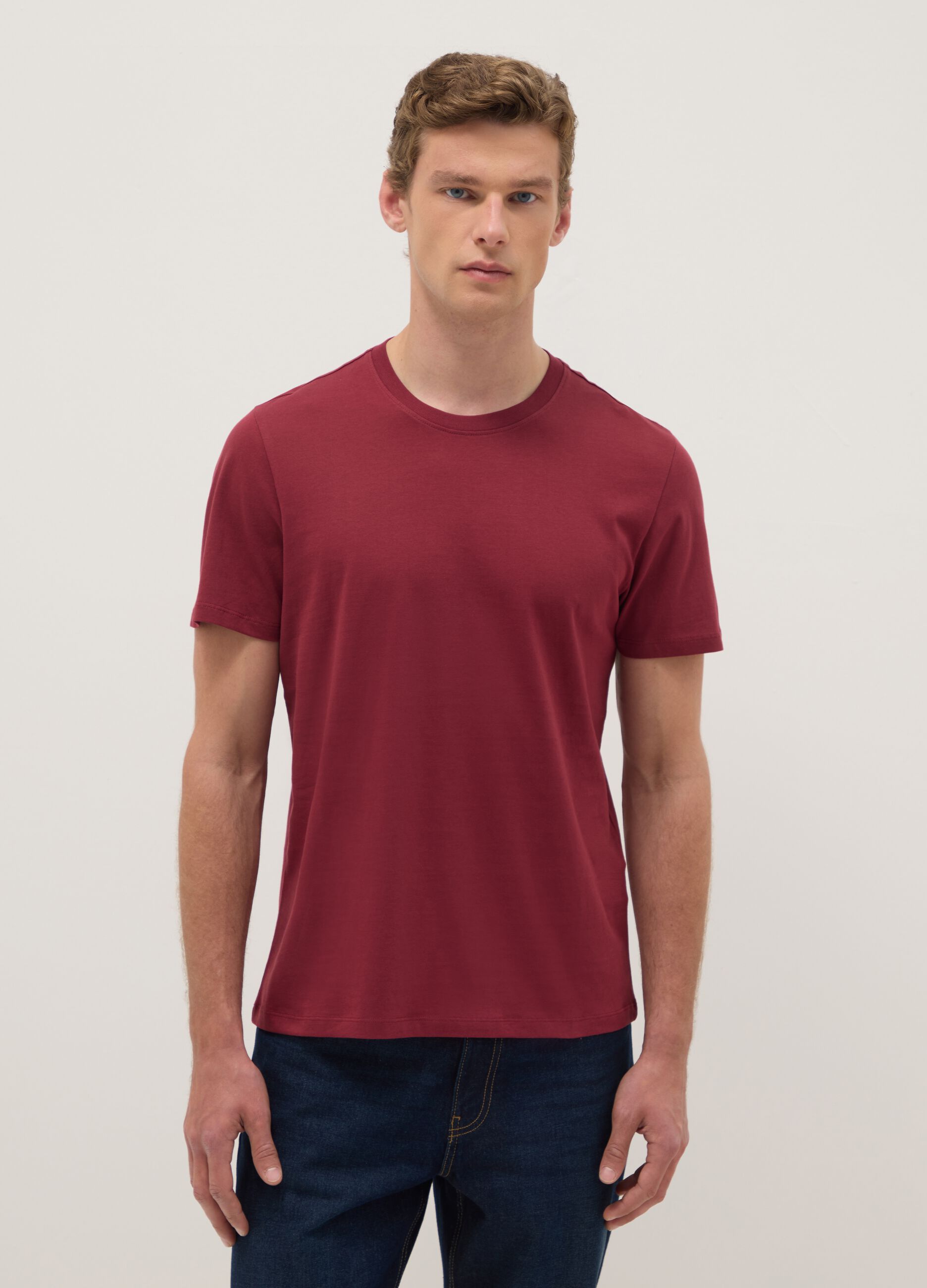 Red T-shirt in pure cotton regular fit