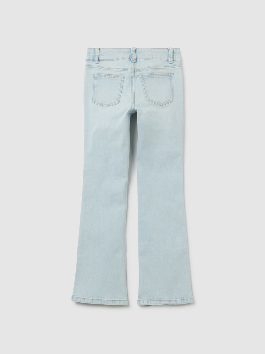 Jeans da ragazza in cotone elasticizzato azzurri flare_1
