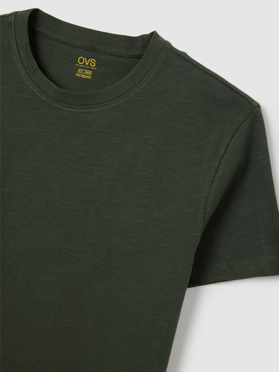 Men's Dark Green Crew Neck Fitted T-shirt_5