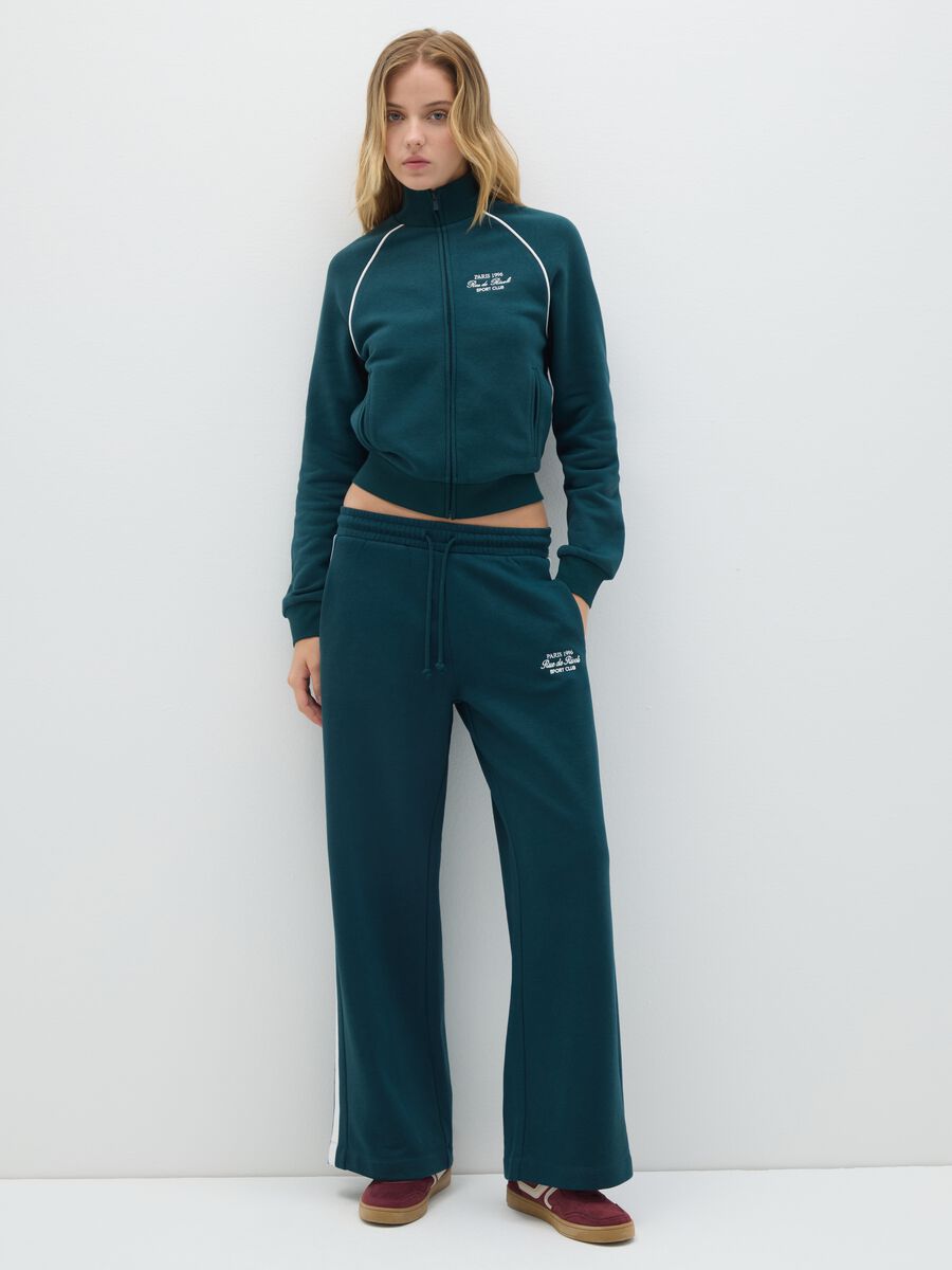 Wide leg red cotton-blend trousers_0