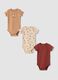 Tripack body beige e rosso in puro cotone organico a girocollo_0