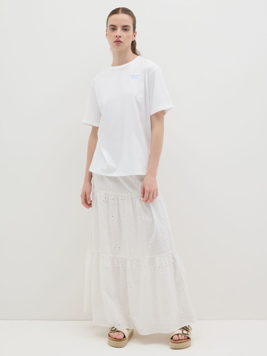 Women's white pure cotton T-shirt relaxed fit_1