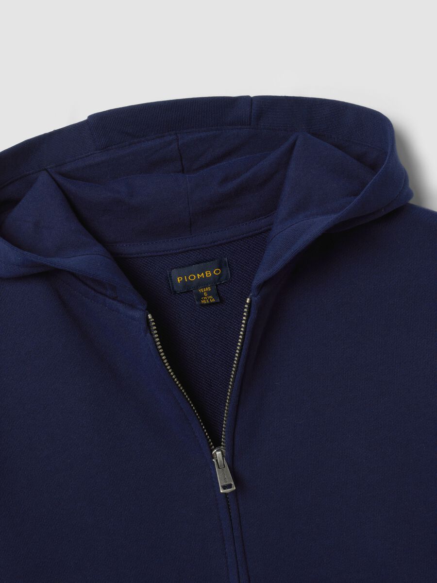 Felpa blu in puro cotone con cappuccio regular fit per bambino_1