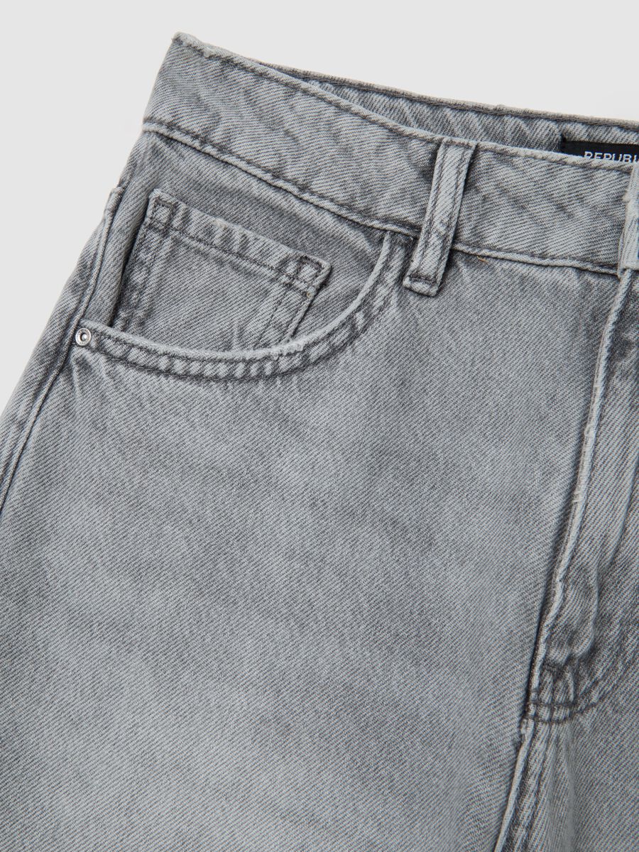 Grey Pure Cotton Wide Leg Jeans_5