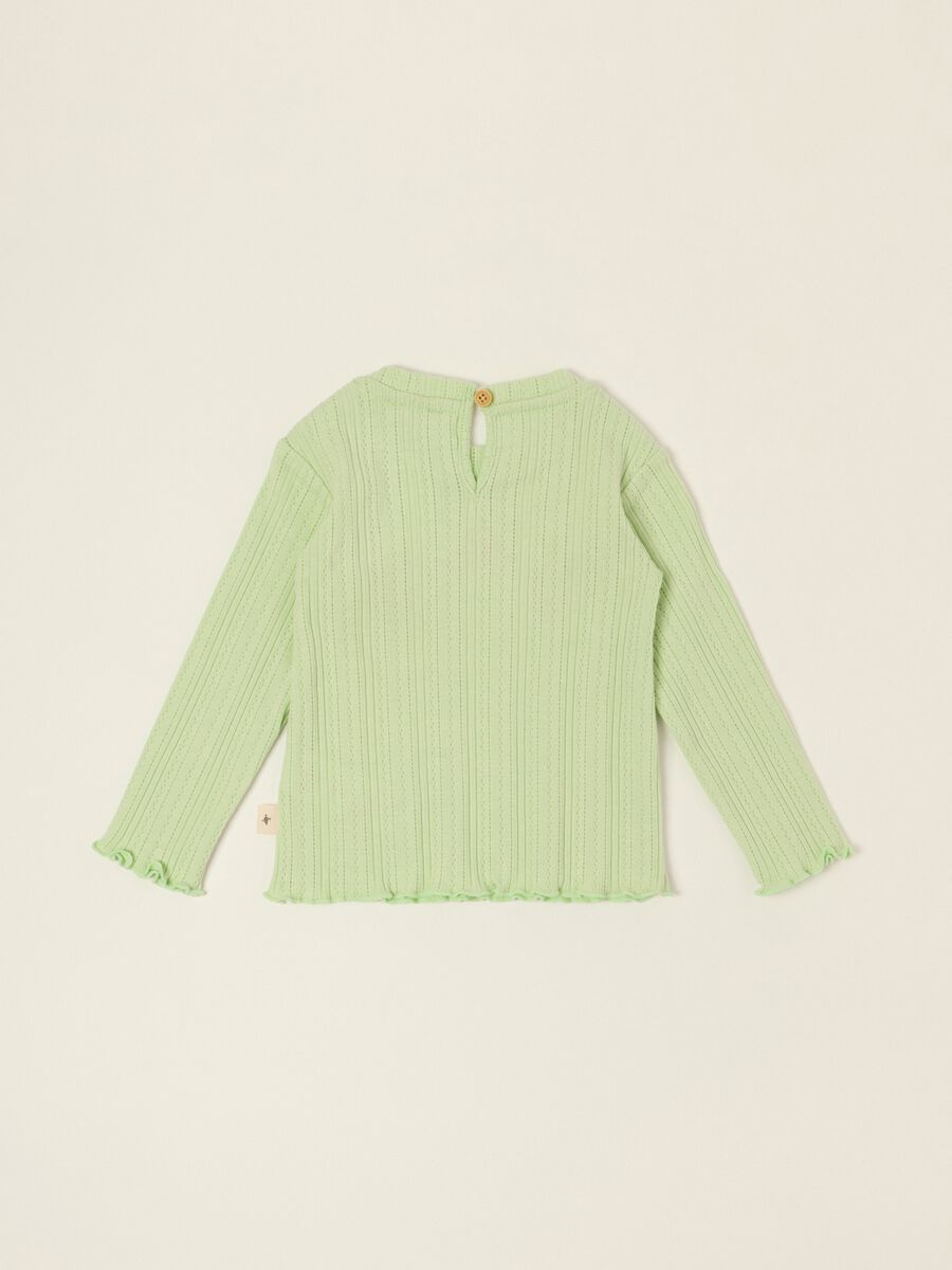 Green embroidered baby girl cotton-blend slim-fit T-shirt_2