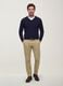 Beige slim-fit stretch cotton twill chino trousers_0