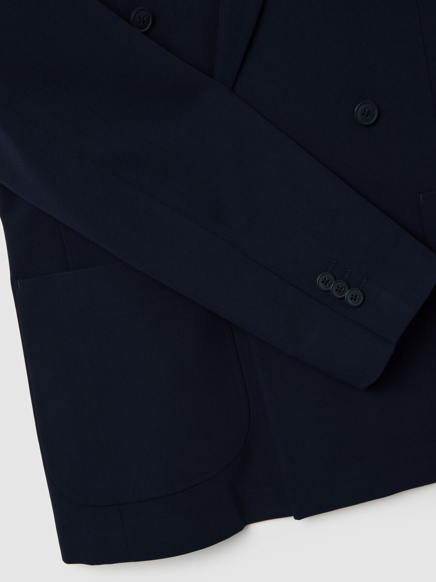 Slim Fit Blue Stretch Fabric Blazer_5