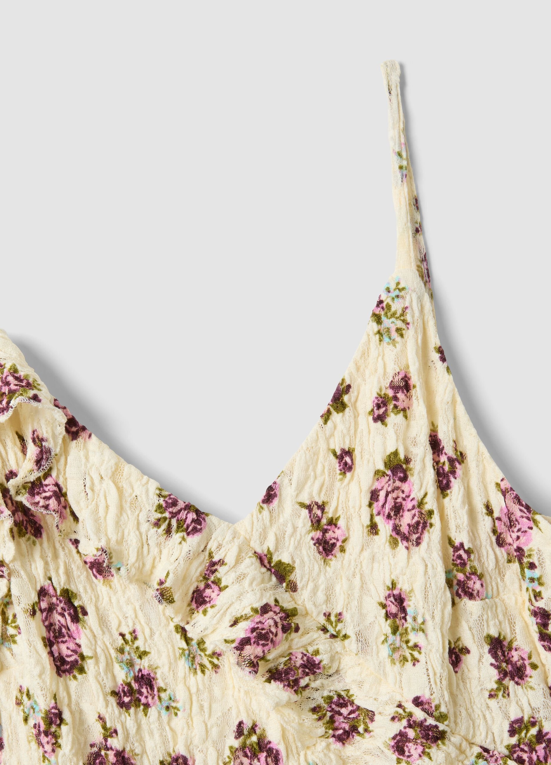 Beige stretch dress with floral print