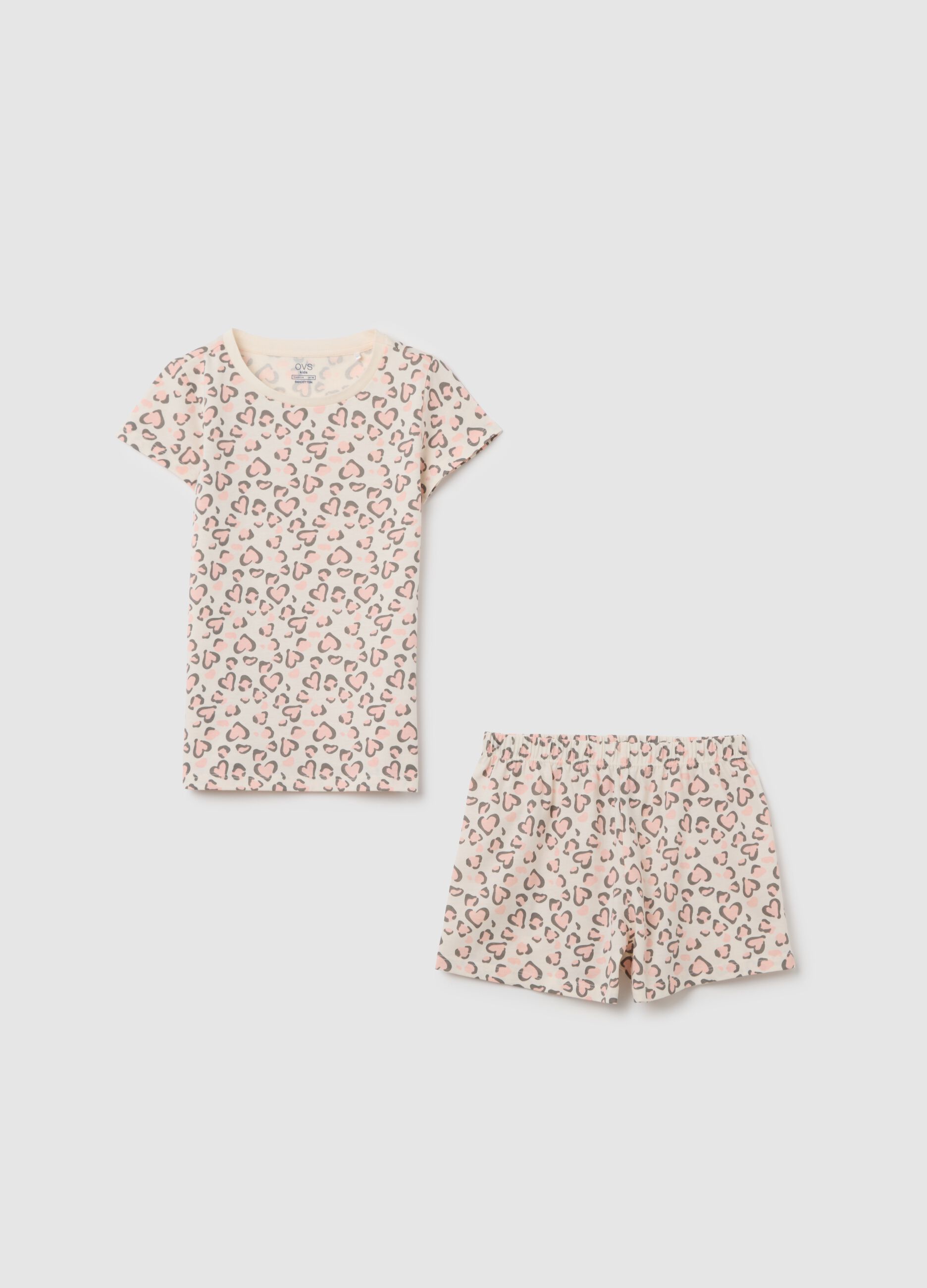 Pigiama da bambina in puro cotone multicolor regular fit con stampa