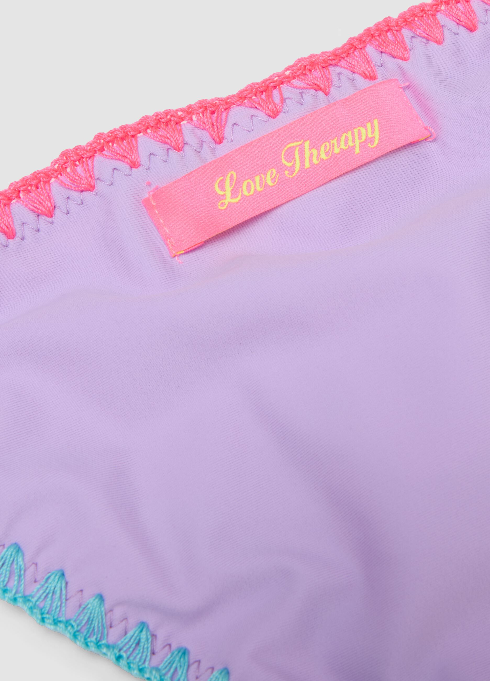 Purple stretch bikini with appliqu&eacute; hearts