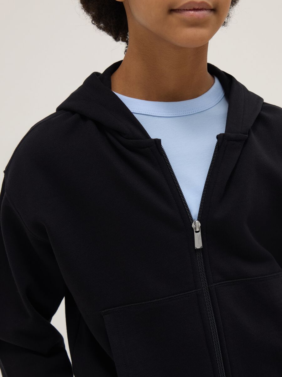 Girls' pure cotton black hoodie regular fit with zip_2