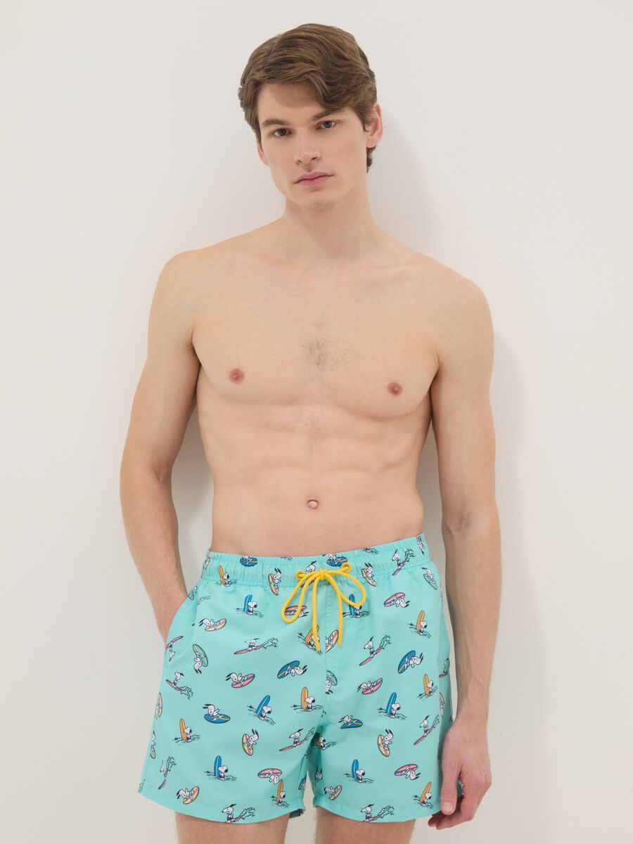 Costume azzurro con stampe Snoopy surf_0