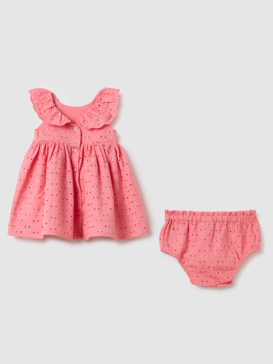 Girls' Pure Cotton Pink Dress with Cut-Out Details_1