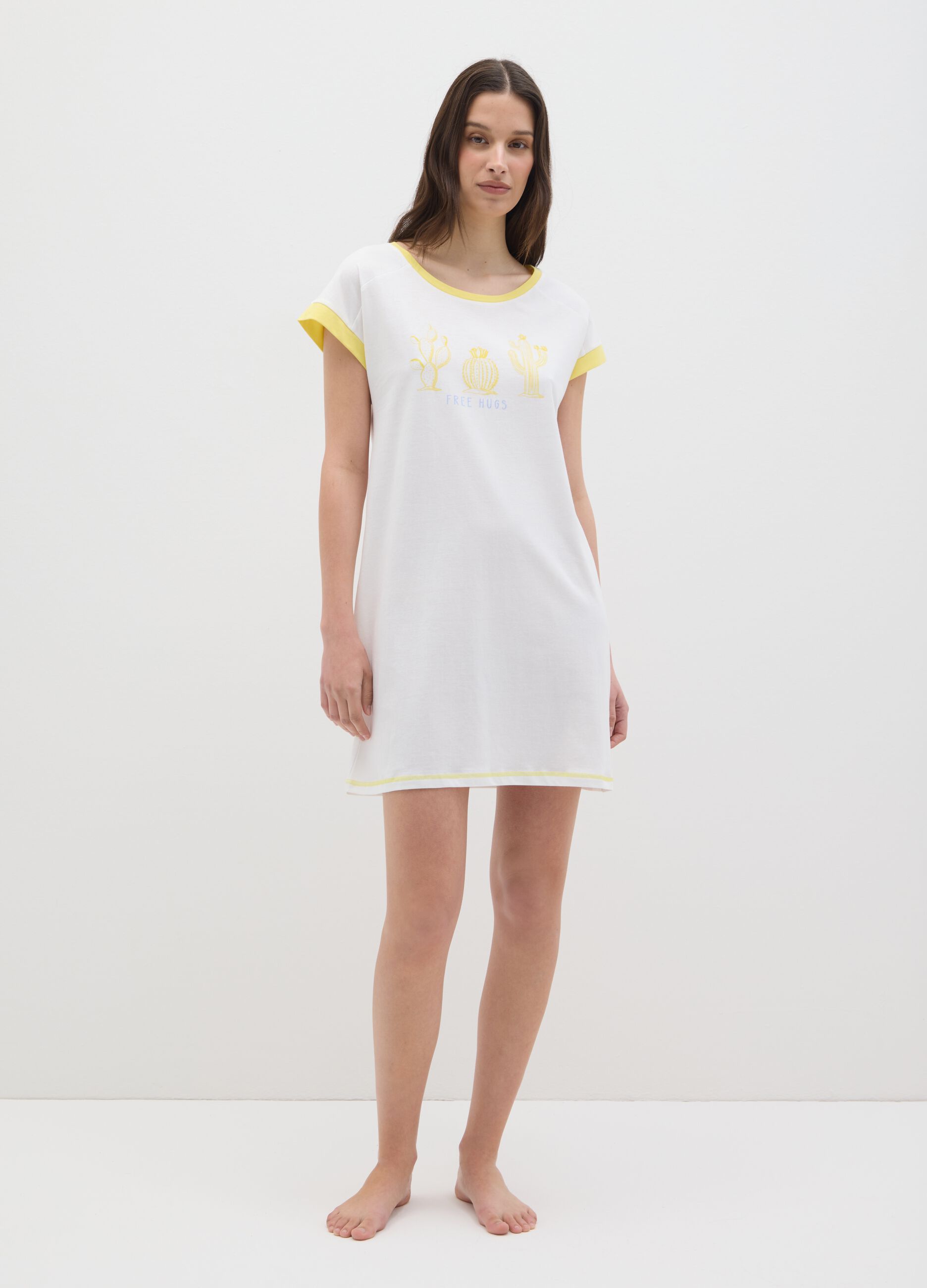 Camicia da notte da donna in puro cotone multicolor