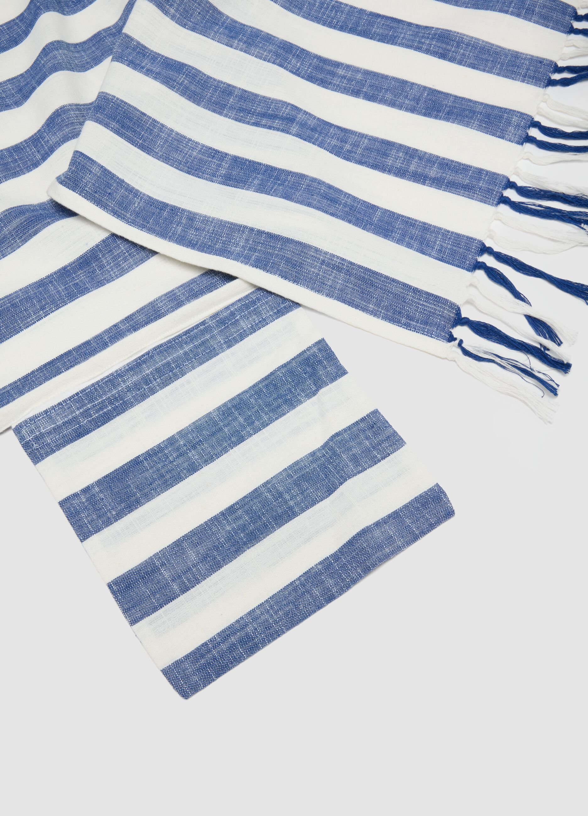 Blue and White Striped Pure Cotton Beach Towel