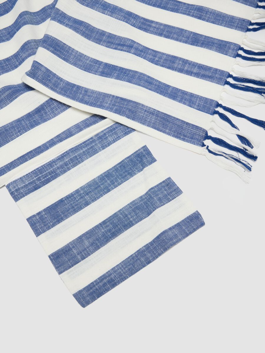 Blue and White Striped Pure Cotton Beach Towel_1