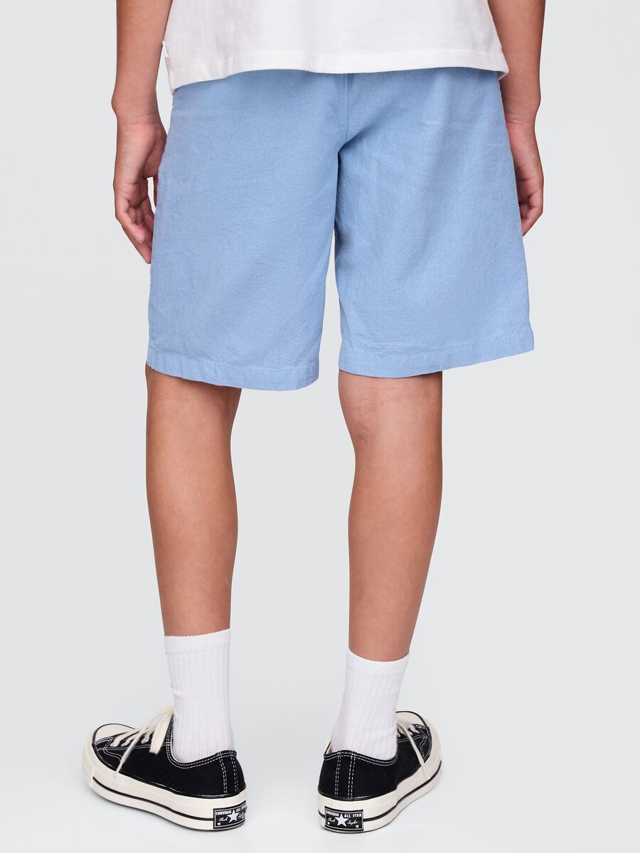 Blue linen and cotton shorts for children_2