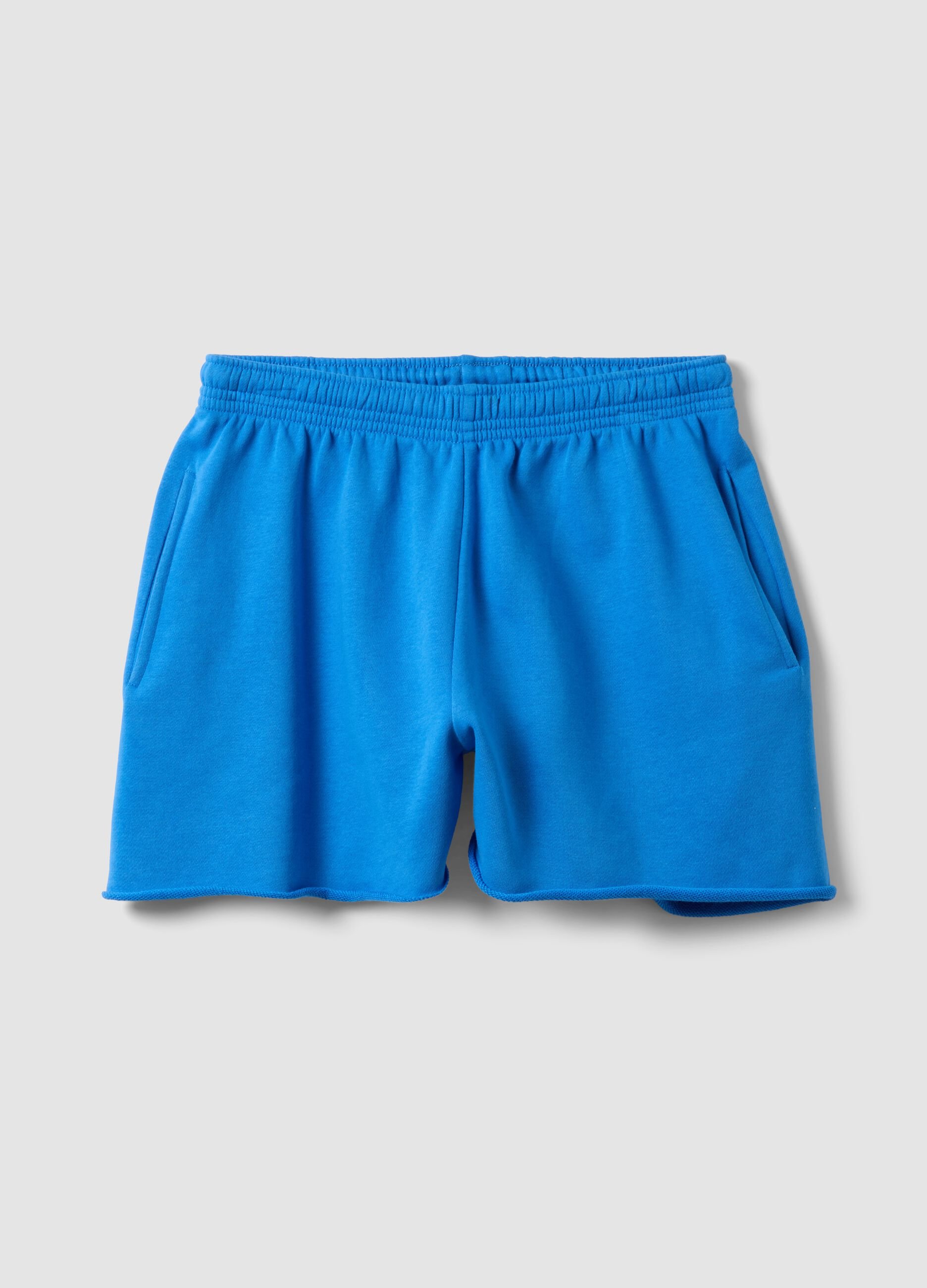 Short blu in misto cotone con vita elasticizzata