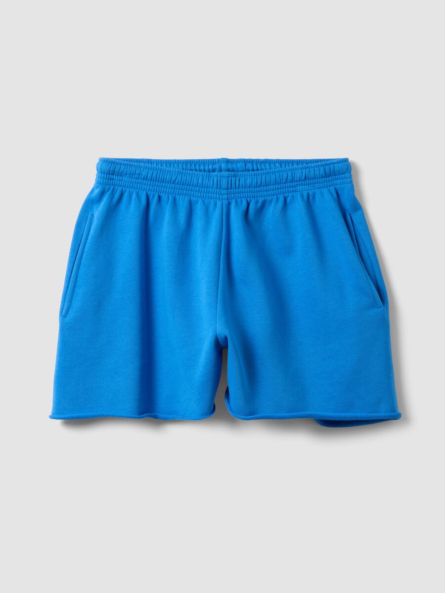 Short blu in misto cotone con vita elasticizzata_0