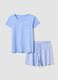 Sky blue regular fit short pyjamas in pure cotton_0