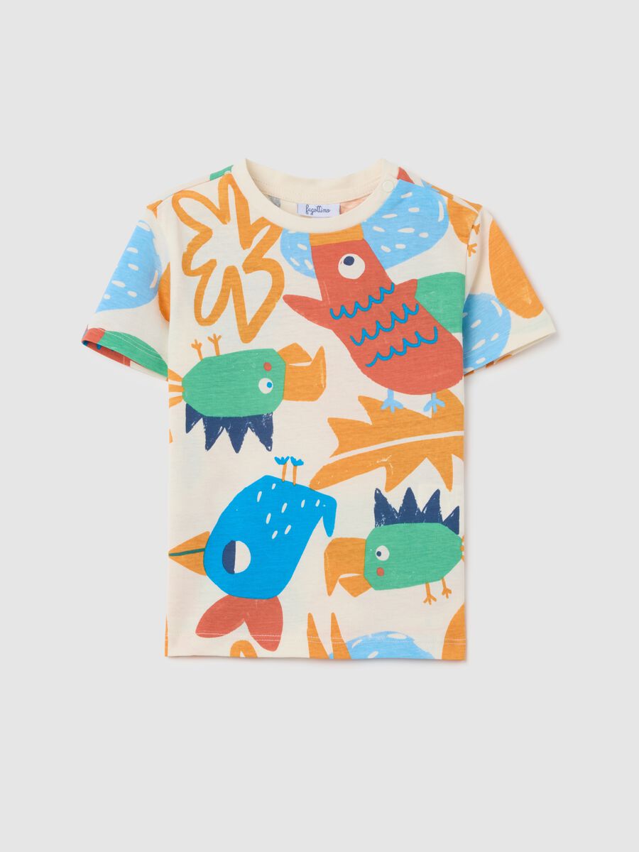 Multicolour pure cotton regular fit kids' t-shirt with print_0