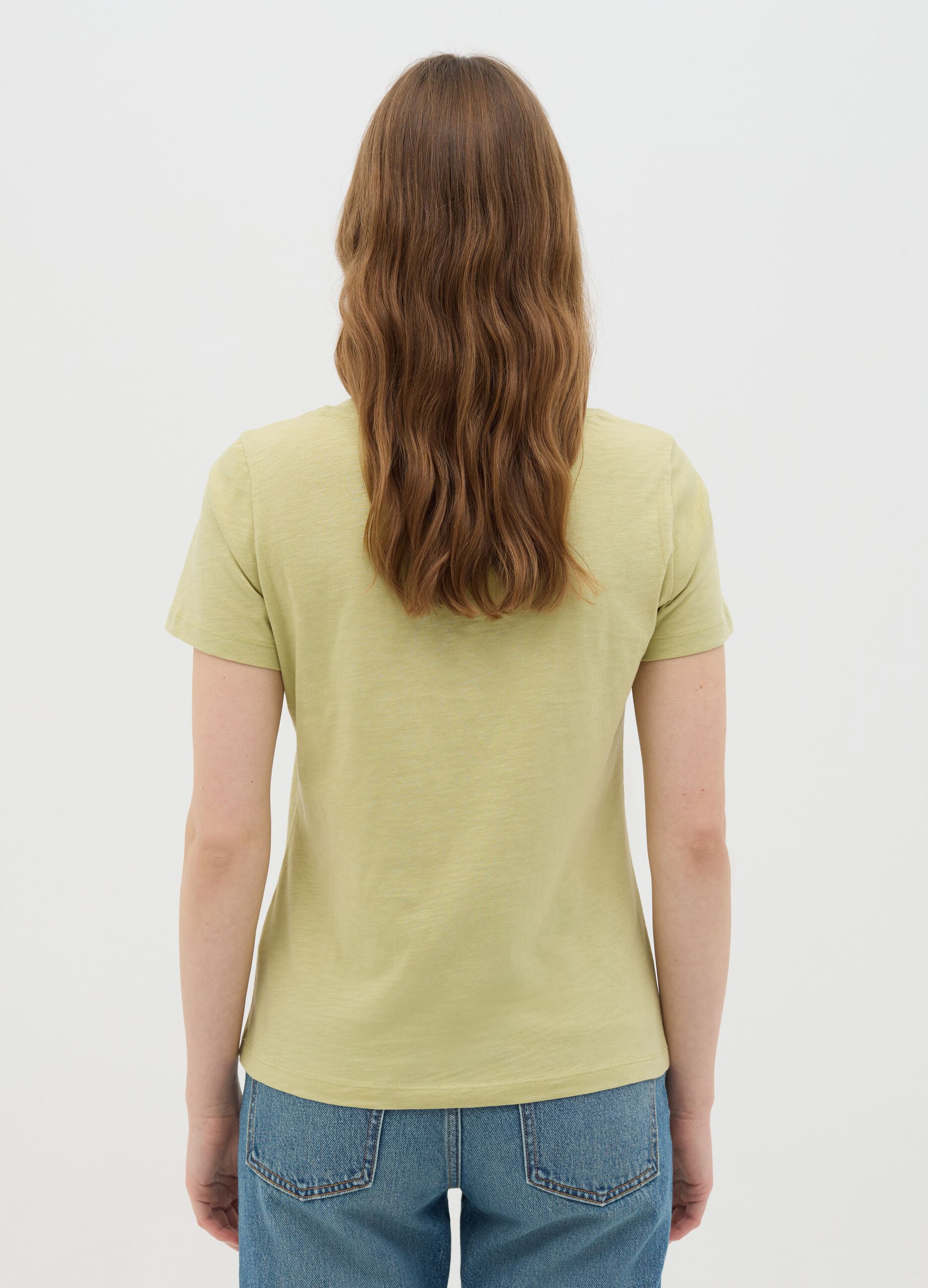 T-shirt da donna in puro cotone verde regular fit