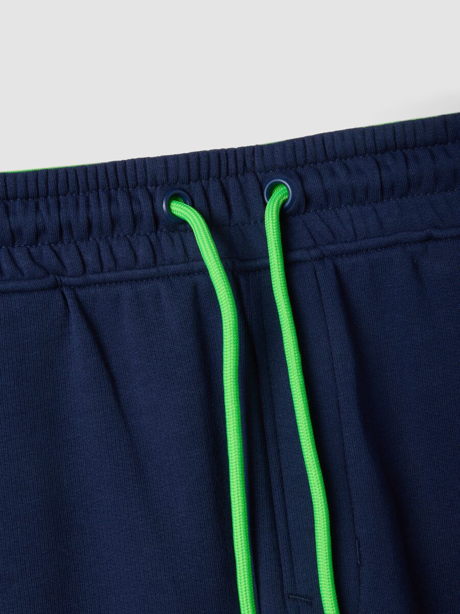 Blue cotton-blend Bermuda shorts with elasticated waistband_5