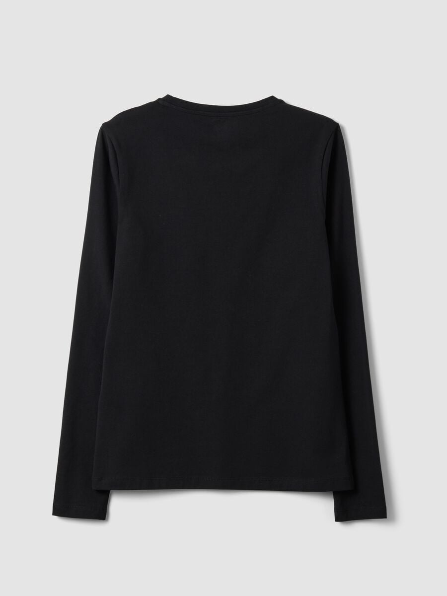 Maglia nera in cotone organico elasticizzato con girocollo_6