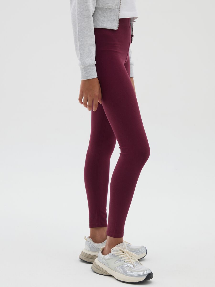 Girls' Red Stretch Cotton Skinny Leggings_2
