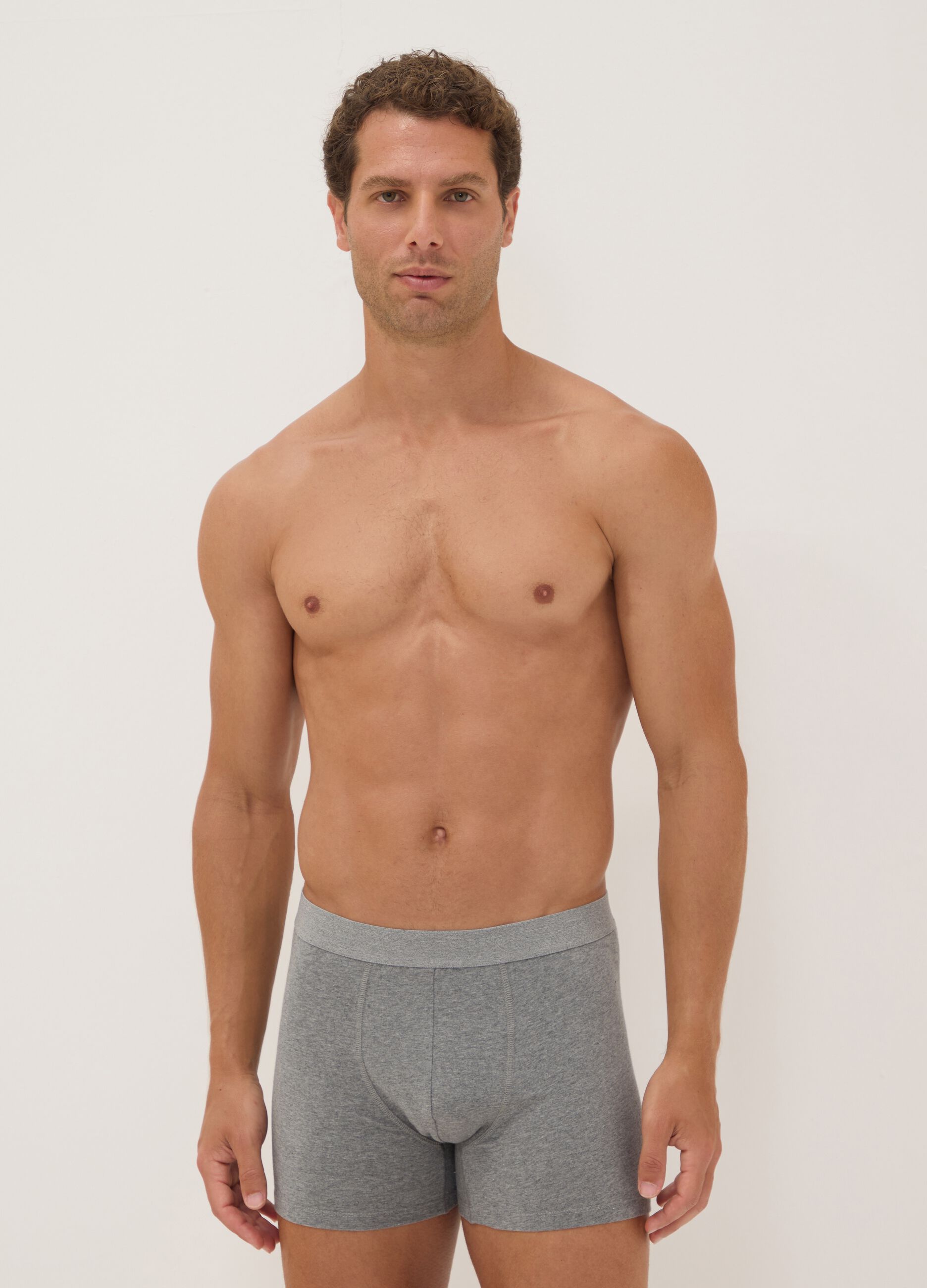 3-pack of grey organic cotton mid-length boxer briefs