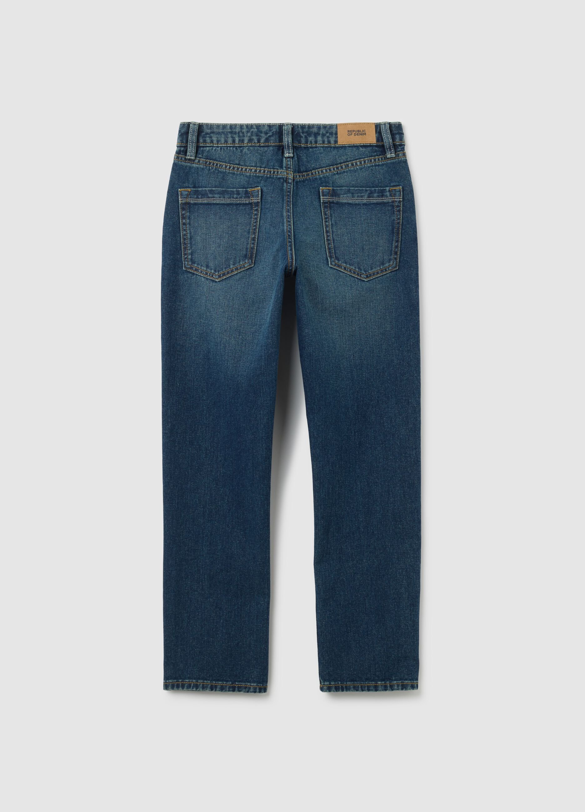Jeans da ragazzo in puro cotone blu regular fit