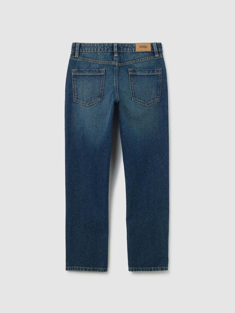 Jeans da ragazzo in puro cotone blu regular fit_1
